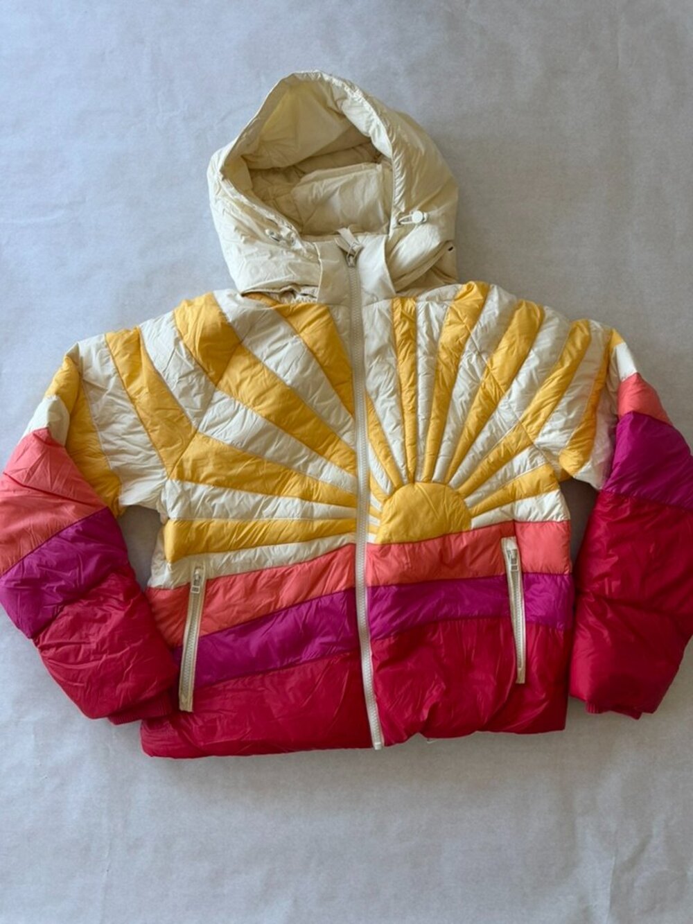 Marine Layer Sunbeam Puffer Jacket Warm Burst Sz M NWT